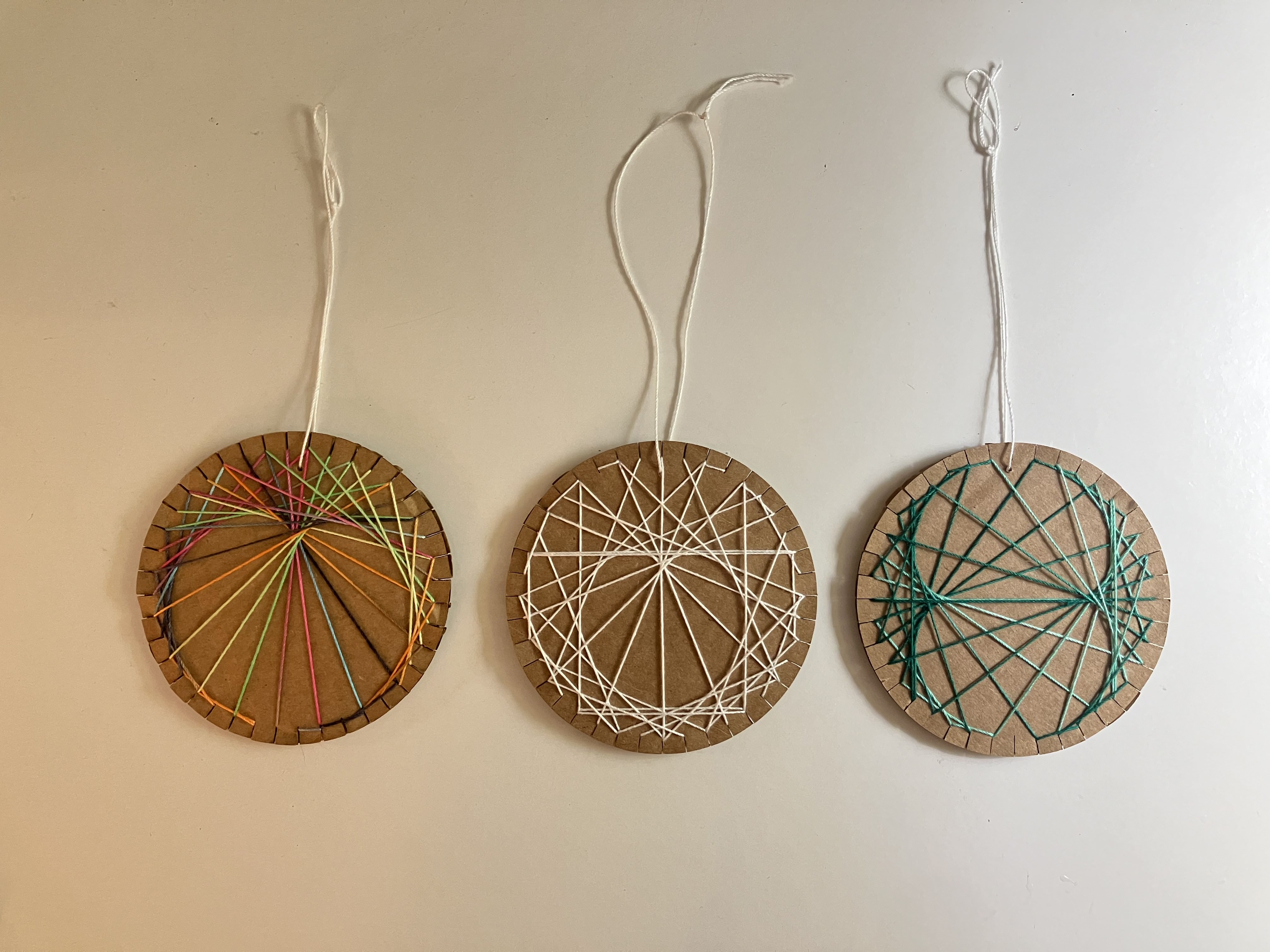 modular multiplication tables made of cardboard and string